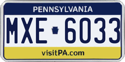PA license plate MXE6033