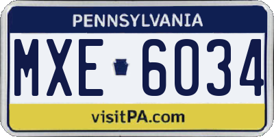 PA license plate MXE6034
