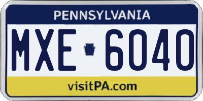 PA license plate MXE6040
