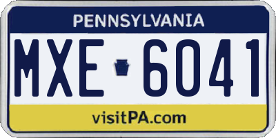 PA license plate MXE6041