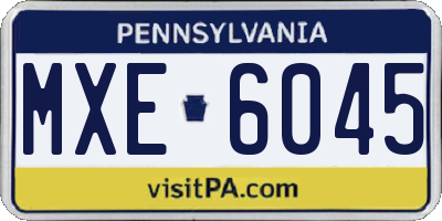 PA license plate MXE6045