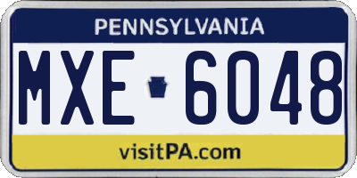 PA license plate MXE6048