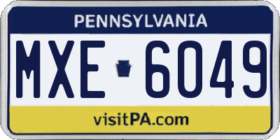 PA license plate MXE6049