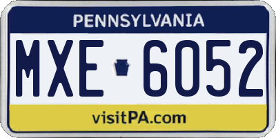 PA license plate MXE6052