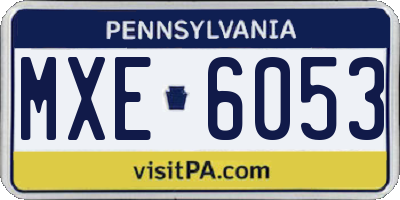 PA license plate MXE6053
