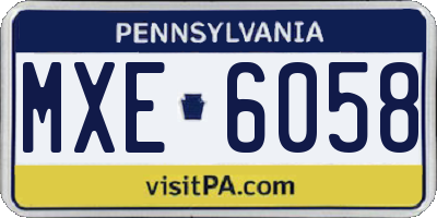 PA license plate MXE6058