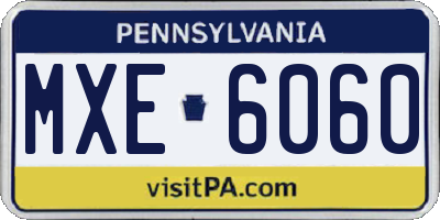 PA license plate MXE6060
