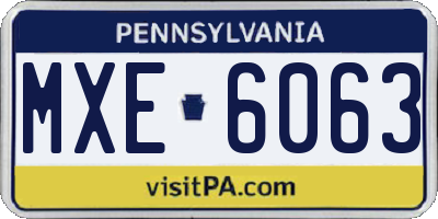 PA license plate MXE6063