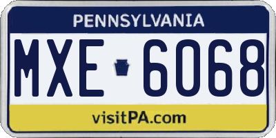PA license plate MXE6068