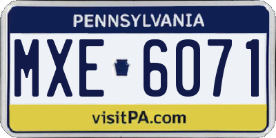 PA license plate MXE6071