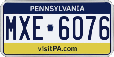 PA license plate MXE6076