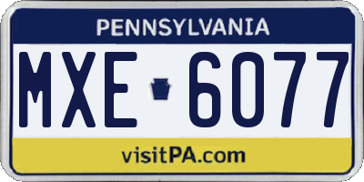 PA license plate MXE6077