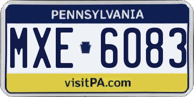 PA license plate MXE6083