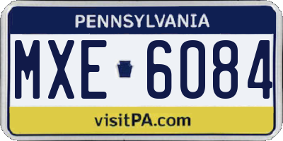 PA license plate MXE6084