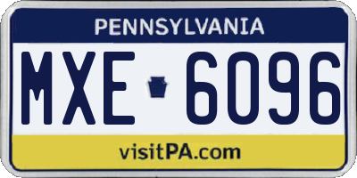 PA license plate MXE6096
