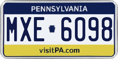 PA license plate MXE6098