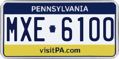 PA license plate MXE6100