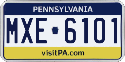 PA license plate MXE6101