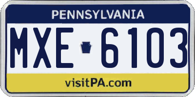 PA license plate MXE6103