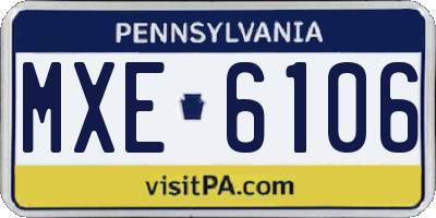 PA license plate MXE6106
