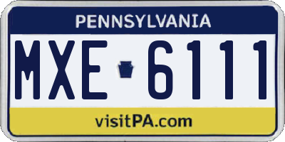PA license plate MXE6111