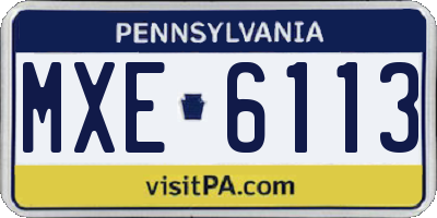 PA license plate MXE6113