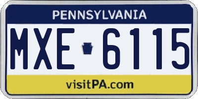 PA license plate MXE6115