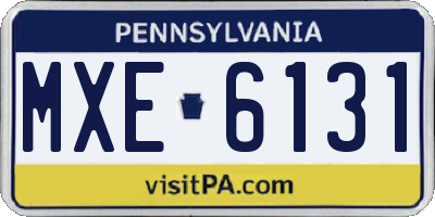PA license plate MXE6131