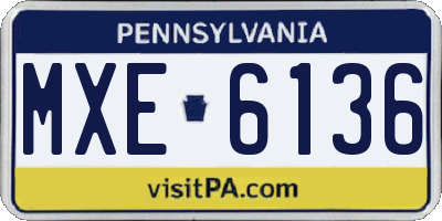 PA license plate MXE6136