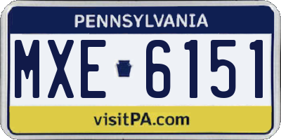 PA license plate MXE6151