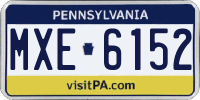PA license plate MXE6152