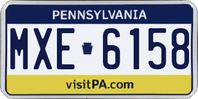 PA license plate MXE6158