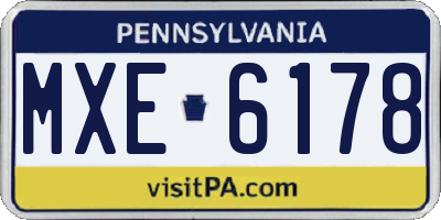 PA license plate MXE6178