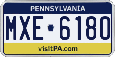 PA license plate MXE6180