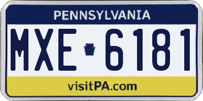 PA license plate MXE6181