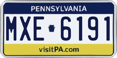 PA license plate MXE6191
