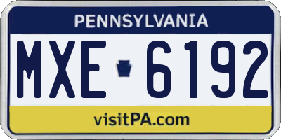 PA license plate MXE6192