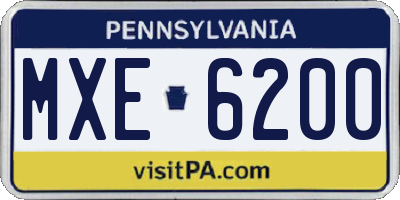PA license plate MXE6200