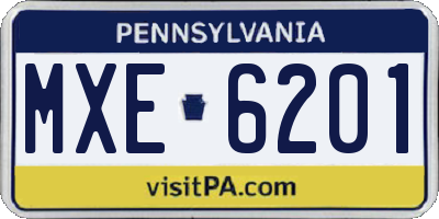 PA license plate MXE6201