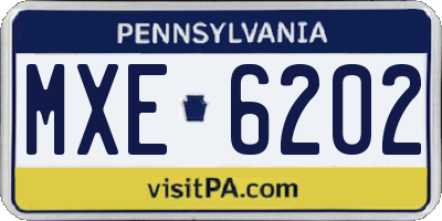 PA license plate MXE6202