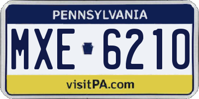 PA license plate MXE6210