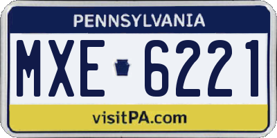 PA license plate MXE6221