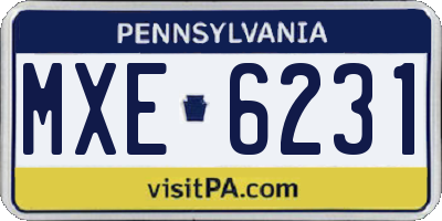 PA license plate MXE6231