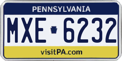 PA license plate MXE6232