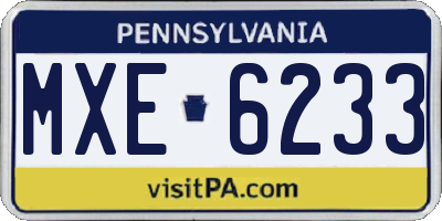 PA license plate MXE6233