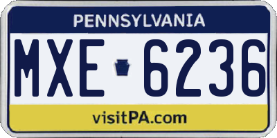 PA license plate MXE6236