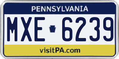 PA license plate MXE6239