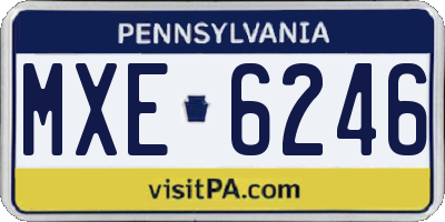 PA license plate MXE6246