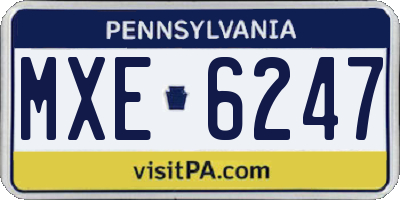 PA license plate MXE6247