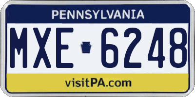 PA license plate MXE6248